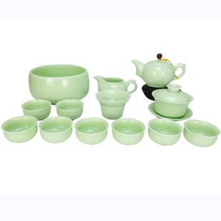 翡翠玛瑙龙泉青瓷茶具套装 整套陶瓷功夫茶具茶壶盖碗茶洗茶杯