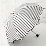 雨伞两用黑白条纹韩国简约超轻小清新太阳伞防晒紫外线遮阳伞男女