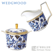  英国Wedgwood Hibiscus芙蓉骨瓷糖缸奶缸套装高档咖啡具茶具