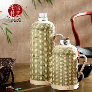 竹编暖壶皮暖瓶壳热水瓶开水瓶暖水壶竹制品工艺品复古热水瓶