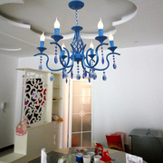 地中海蓝色吊灯美式客厅餐厅卧室，灯欧式铁艺灯，水晶吊灯服装店吊灯