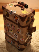 本棕色反毛牛皮真皮箱复古旅行箱包，拉杆箱包行李箱包子母箱密码