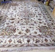 新疆纯手工编织纯羊毛地毯客厅大毯子，欧美居家装饰方形驼色