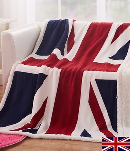 英国米字旗毛毯沙发装饰毛毯，英伦风法莱，绒加厚双层毛毯
