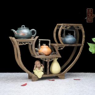 红实木雕刻工艺品多宝格小博古架，奇石古玩茶壶茶具底座摆件展示架