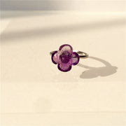 天然紫晶紫水晶小花花，戒甜美公主925银，戒指指环1.41克一物一图