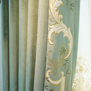 现代简约窗帘成品卧室遮光美式客厅欧式奢华意大利绒布绣花