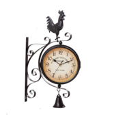欧式复古双面挂钟时尚客厅双面钟表挂钟客厅大号纯铁艺美式挂钟