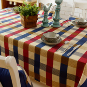 美式简约乡村餐桌布纯棉布艺，餐厅台布复古格子，茶几布盖布书桌布