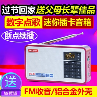 tecsun德生x3收音机便携式迷你老人插卡可充电立体声，mp3播放器半导体调频可做电脑音箱fm数字显示tf戏曲卡