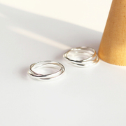 素银三环戒指s925纯银指环，简约男女对戒尾戒情侣戒指闺蜜学生礼物