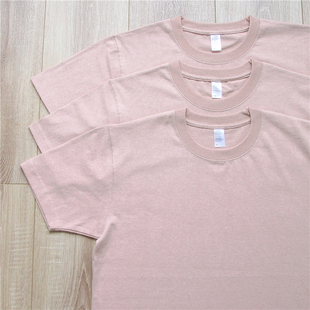 250g藕粉色淡粉暗粉VINTAGE日系重磅纯棉男女纯色打底上衣短袖T恤