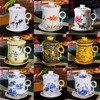 景德镇骨瓷茶杯陶瓷带盖过滤杯四件套老板杯办公泡茶水杯茶具