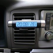 车内外双温度 车用电子时钟表 汽车电子钟 车载温度计夜光