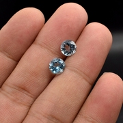 天然海蓝宝石圆形3-10mm海水蓝托帕石裸石戒指戒面主石未镶嵌