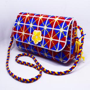 3d立体十字绣毛线绣纸巾，储物收纳盒几何图案手包钱包拎包套件