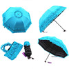 太阳伞防晒防紫外线雨伞女晴雨，两用折叠黑胶，三折伞蕾丝公主遮阳伞