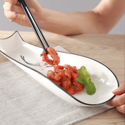 一支莲日式和风寿司盘子，陶瓷创意北欧餐盘复古盘子异形餐具不规则