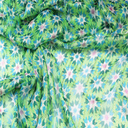 绿底花卉手工定制真丝金线，乔其纱桑蚕丝布料，衬衫服装面料