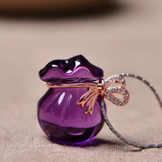天然紫水晶钱袋吊坠 紫水晶荷包袋布袋吊坠 紫水晶宝袋吊坠