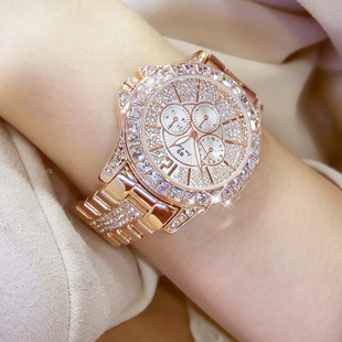 香港BS奢华钻石手表女满天星水钻指针夜光进口满钻大表盘腕表