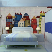 无缝欧洲城堡大型壁画儿童卧室背景墙纸地中海壁纸 卡通环保墙布
