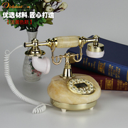欧式仿古工艺天然玉石创意电话家居复古拨盘来显有线固话座机