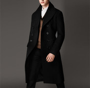 冬季时尚修身男装过膝超长款加厚毛呢外套潮男士青年呢子大衣