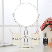欧式台式化妆镜子双面梳妆镜，桌面带收纳镜便携公主镜