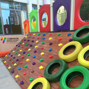 幼儿园户外木制玩具儿童室外木质大型游乐设施多功能爬坡滑梯