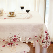 高档绣花桌布椅套布艺餐台布，桌垫茶几布椅子(布，椅子)套椅垫套装欧式田园红