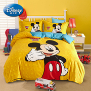 迪士尼儿童床上用品四件套纯棉男女孩全棉宿舍卡通被套床笠款1.5
