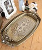 韩国 古铜色复古桌面收纳盒 梳妆台整理化妆品方形托盘 