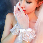 婚纱手套蕾丝短款白色韩版冬季透明新娘手套结婚性感蕾丝配件2019