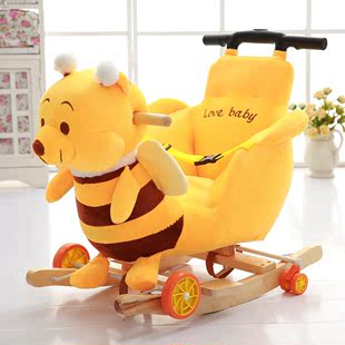 宝宝摇马木马实木两用带音乐婴儿塑料玩具儿童摇椅车小孩周岁礼物