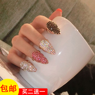 韩版时尚个性水晶指甲盖戒指，女韩国潮人美甲，套装指环关节戒配饰品