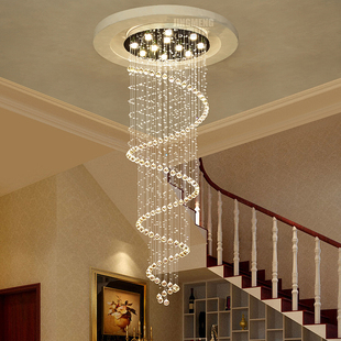 欧式楼梯长吊灯别墅灯水晶吊线，灯复式楼客厅螺旋灯玻璃浪漫装饰灯