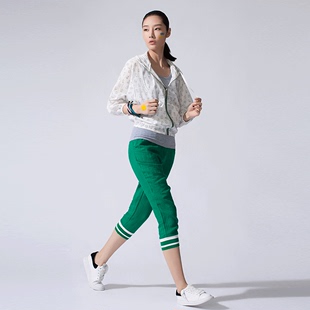 方寸创意 原创设计夏季薄款休闲七分裤 罗纹脚口时尚绿色铅笔裤女