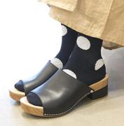 日本纯牛皮仿木纹日式木屐风露趾后空低帮女鞋高跟粗跟凉鞋