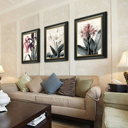 客厅装饰画三联画美式壁画沙发背景墙挂画卧室墙画现代简约花卉
