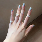 925纯银戒指女时尚个性不掉色开口可调节尾戒女小指小众设计银饰