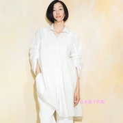 日本海外女装夏季成熟优雅中长时尚胸前小褶皱衬衫