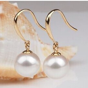 天然淡水母贝珍珠耳环耳坠耳饰，正圆形黑白，珍珠925银耳钩