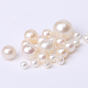 DIY天然色淡水珍珠裸珠颗粒7-9mm中号半孔珍珠可做吊坠戒指耳钉
