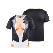 个性3d立体图案女t恤创意恶搞怪大胸装宽松短袖性感上衣女潮情侣