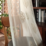 美式刺绣窗纱客厅卧室，北欧风格成品飘窗米白色，窗帘纱帘米格罗纱