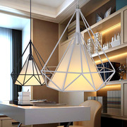 北欧现代餐厅吊灯创意个性，铁艺钻石灯吧台卧室，办公室单头餐桌吊灯