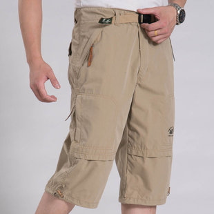 夏天工装裤子薄款宽松短裤，男式多口袋，中裤外贸休闲运动大码七分裤