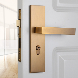 依佰利进口美式黄古铜(黄古铜，)门锁现代简约北欧室内仿古铜实木门静音门锁