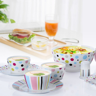 七色浪漫骨瓷餐具单品 瓷器碗碟套装 韩式陶瓷餐具结婚碗盘碟套装